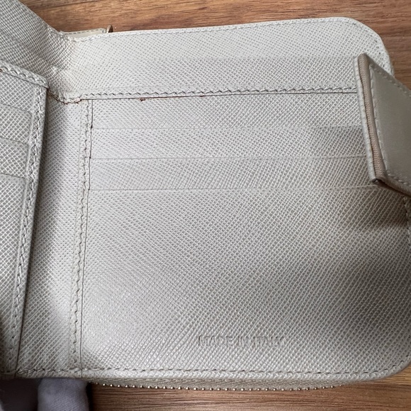 Vintage Authentic Prada Bi-fold Tessuto Gold Zip Wallet Made In Italy - Picture 6 of 13